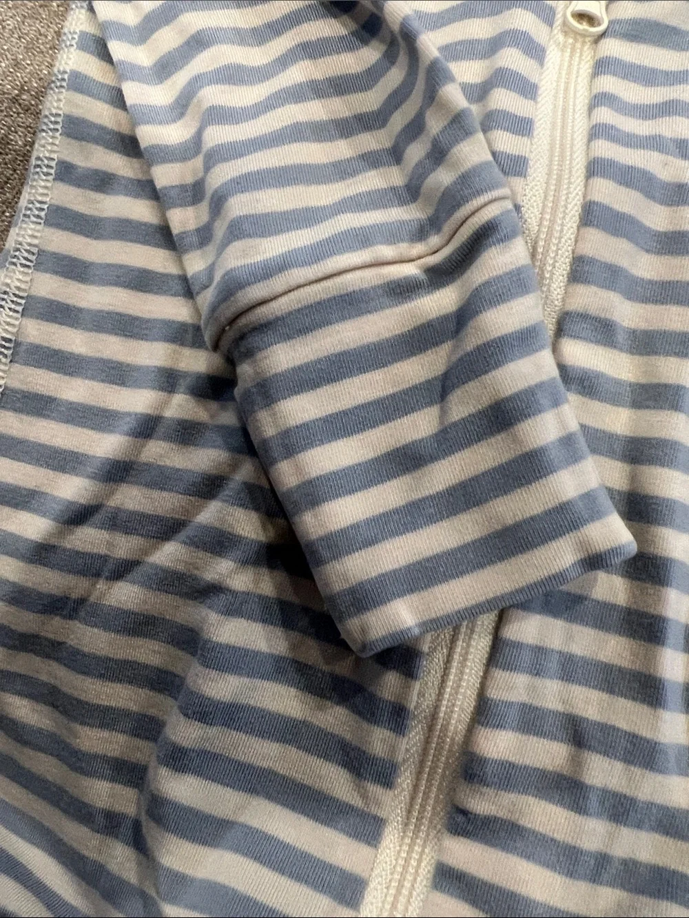 Hanna Andersson Light Blue & Cream Striped Zip Hoodie
